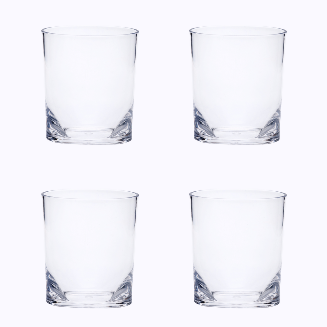 Set of Four Clear Tritan Plastic Stemless Whiskey Glass