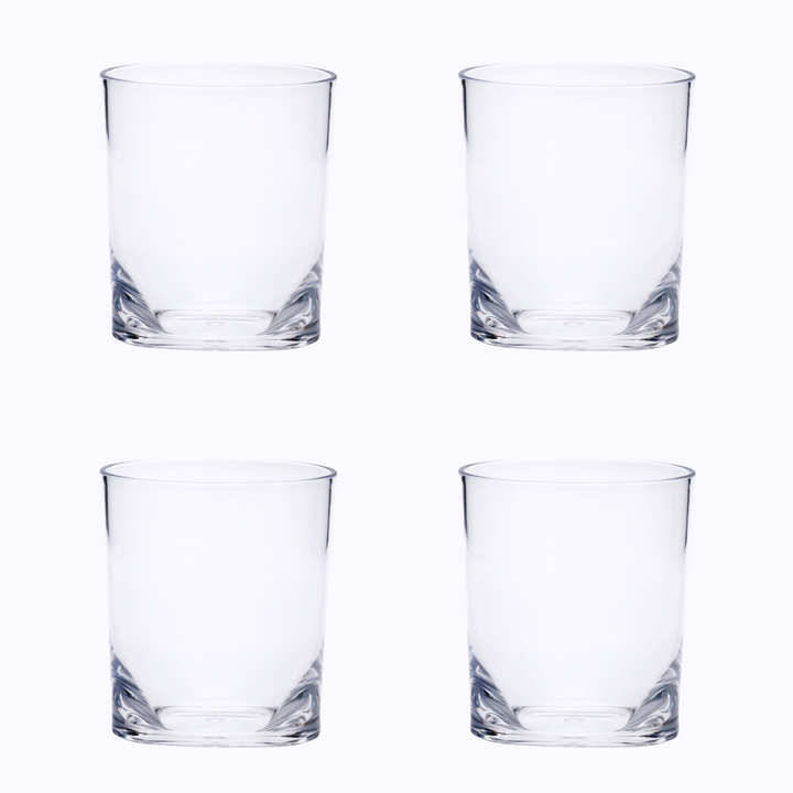 Set of Four Clear Tritan Plastic Stemless Whiskey Glass