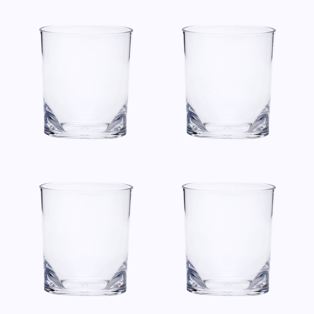 Set of Four Clear Acrylic Stemless Whiskey Glass