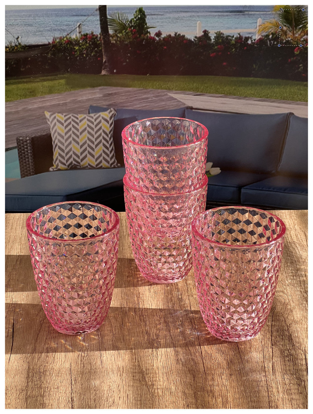 Set of Four Pink Diamond Acrylic Stemless Whiskey Glass