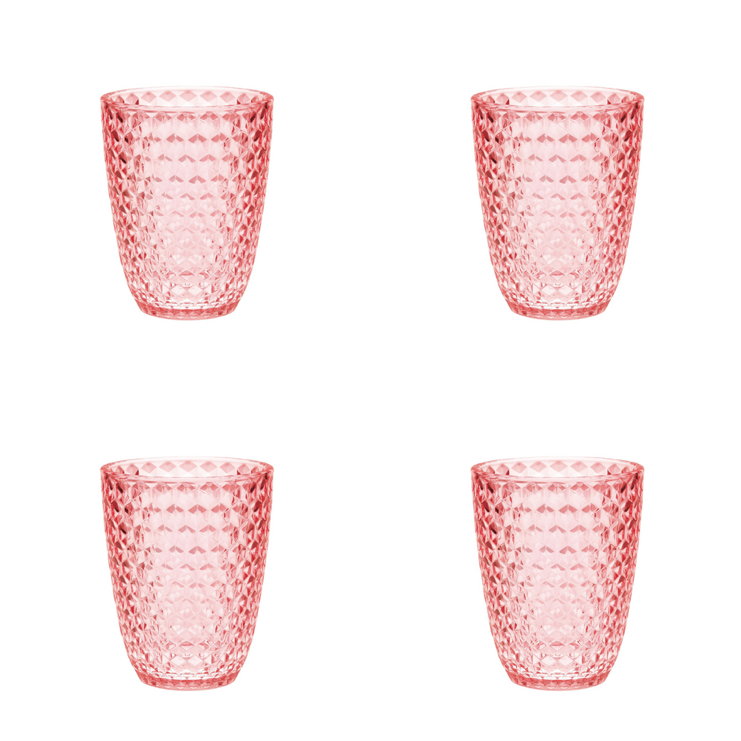 Set of Four Pink Diamond Acrylic Stemless Whiskey Glass