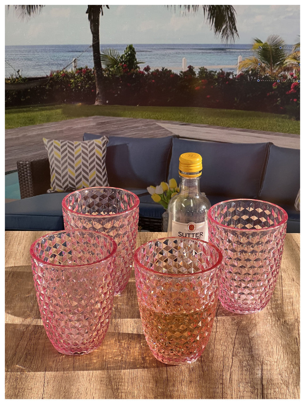 Set of Four Pink Diamond Acrylic Stemless Whiskey Glass