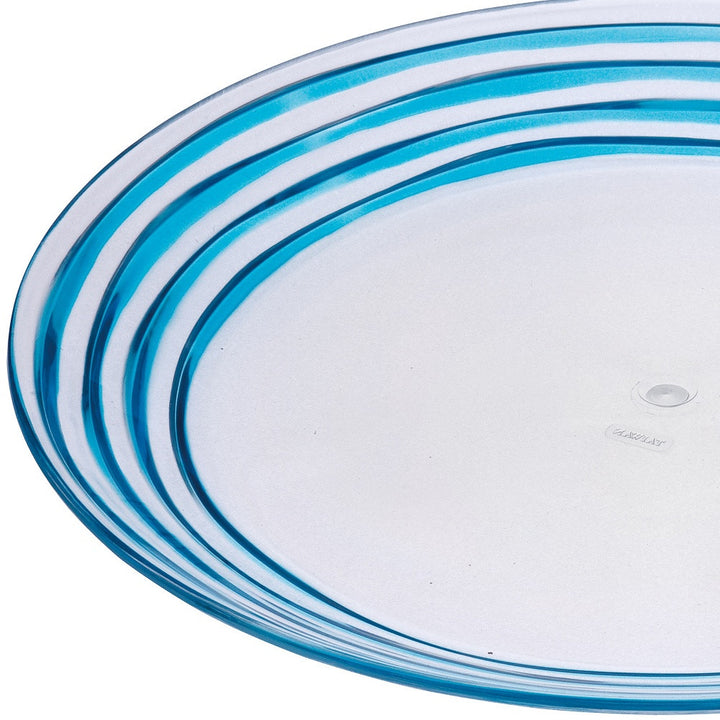 Clear and Blue Four Piece Swirl Acrylic Service For Four Dinner Plate Set