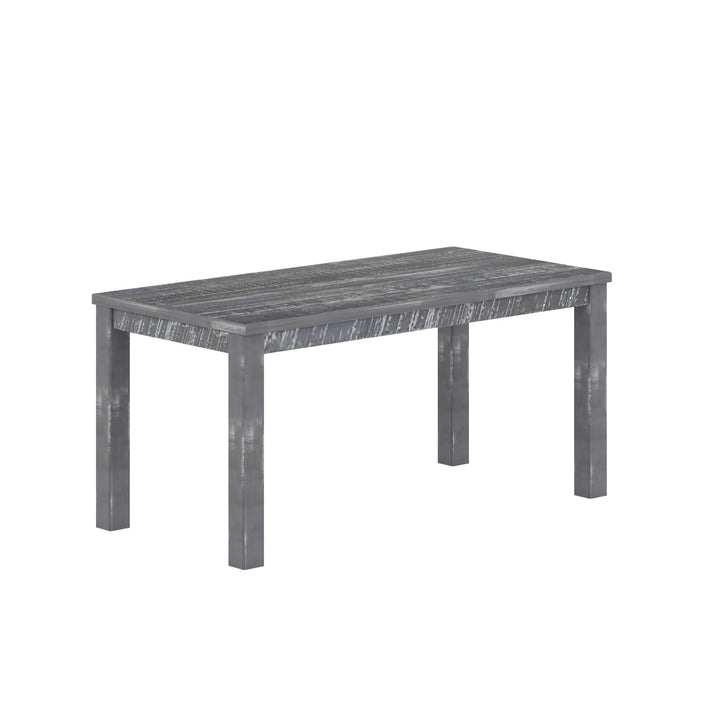 35" Gray Rustic and Distressed Rectangular Solid Wood Dining Table