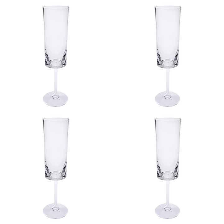 Set of Four Clear Tritan Plastic Stemmed Flutes