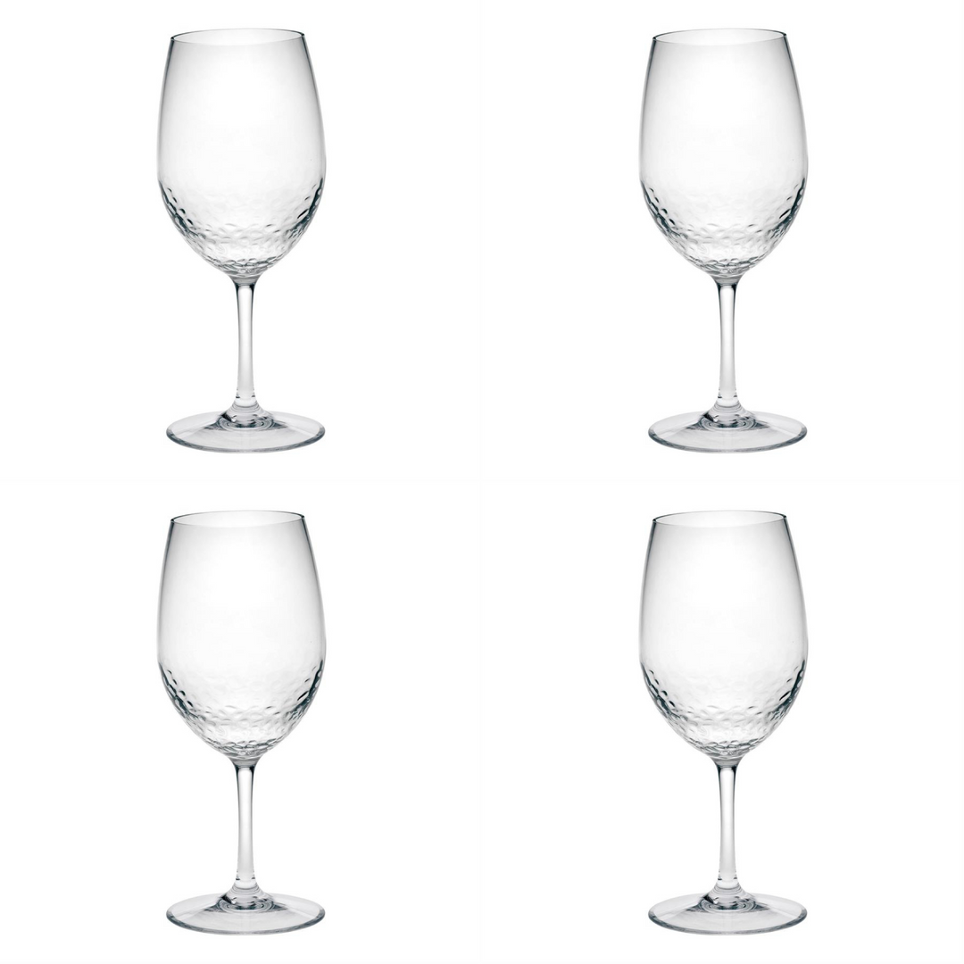 Set of Four Clear Tritan Plastic Stemmed All Purpose Wine Glass