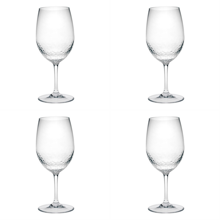 Set of Four Clear Tritan Plastic Stemmed All Purpose Wine Glass