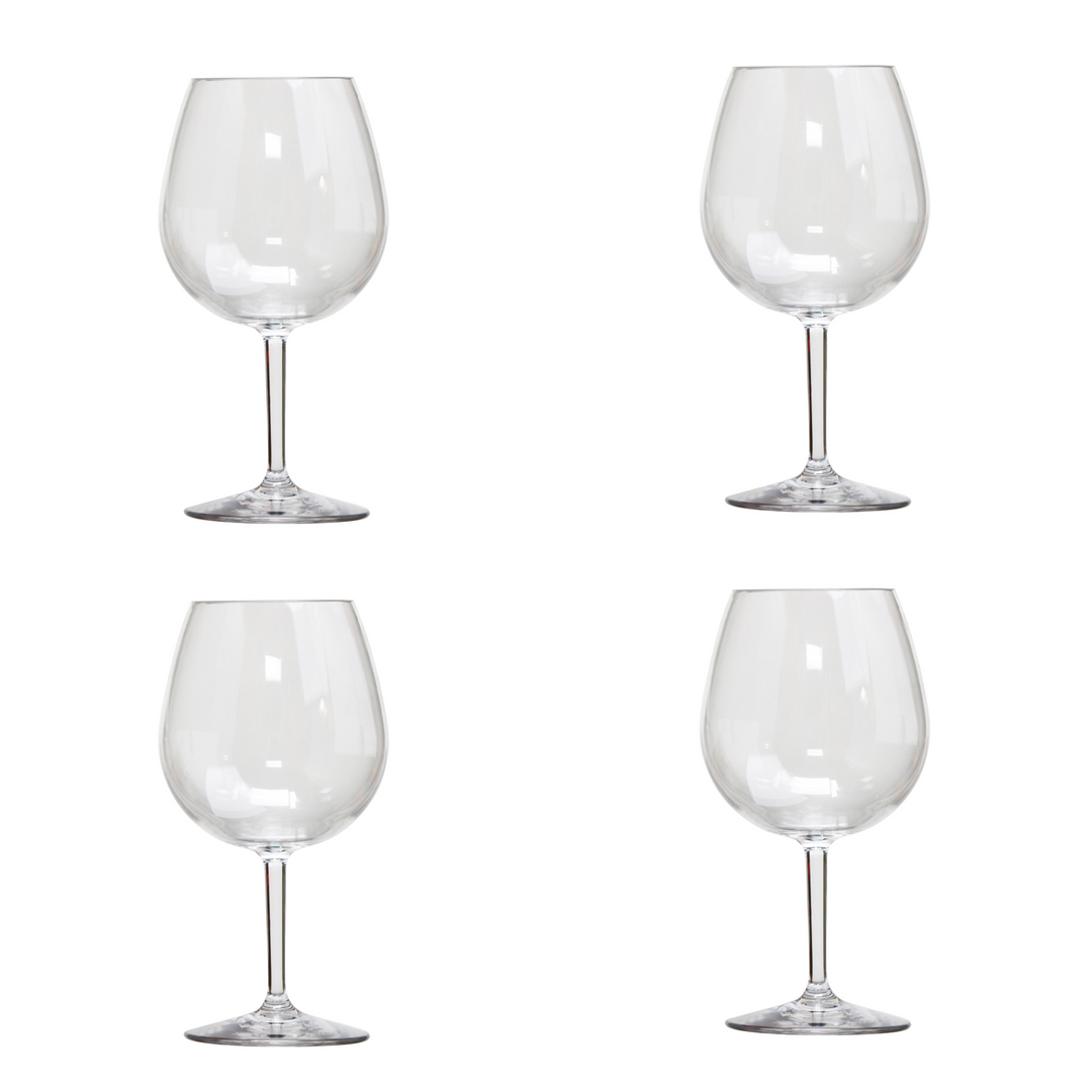 Set of Four Clear Tritan Plastic Stemmed All Purpose Wine Glass