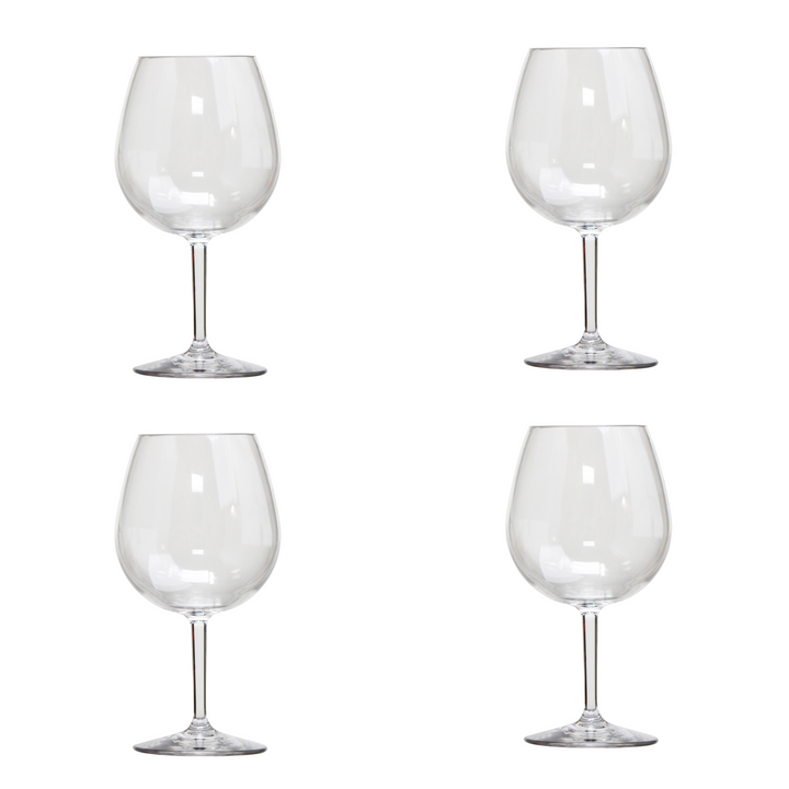 Set of Four Clear Tritan Plastic Stemmed All Purpose Wine Glass