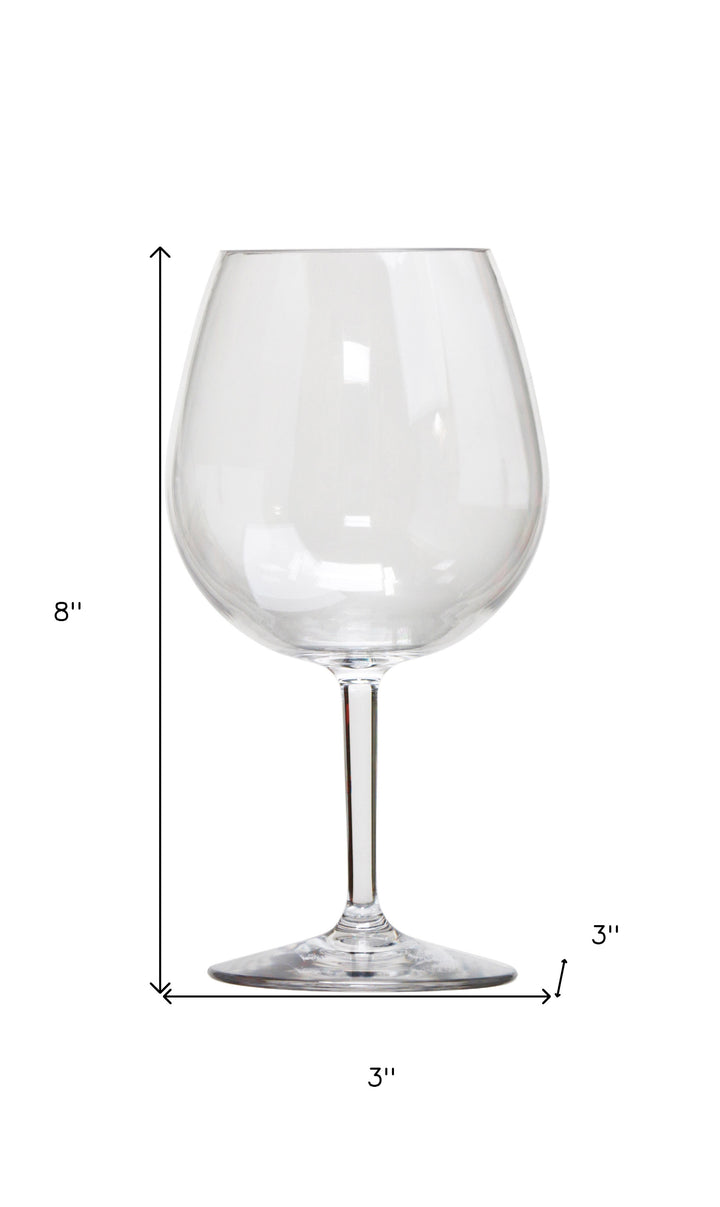 Set of Four Clear Tritan Plastic Stemmed All Purpose Wine Glass