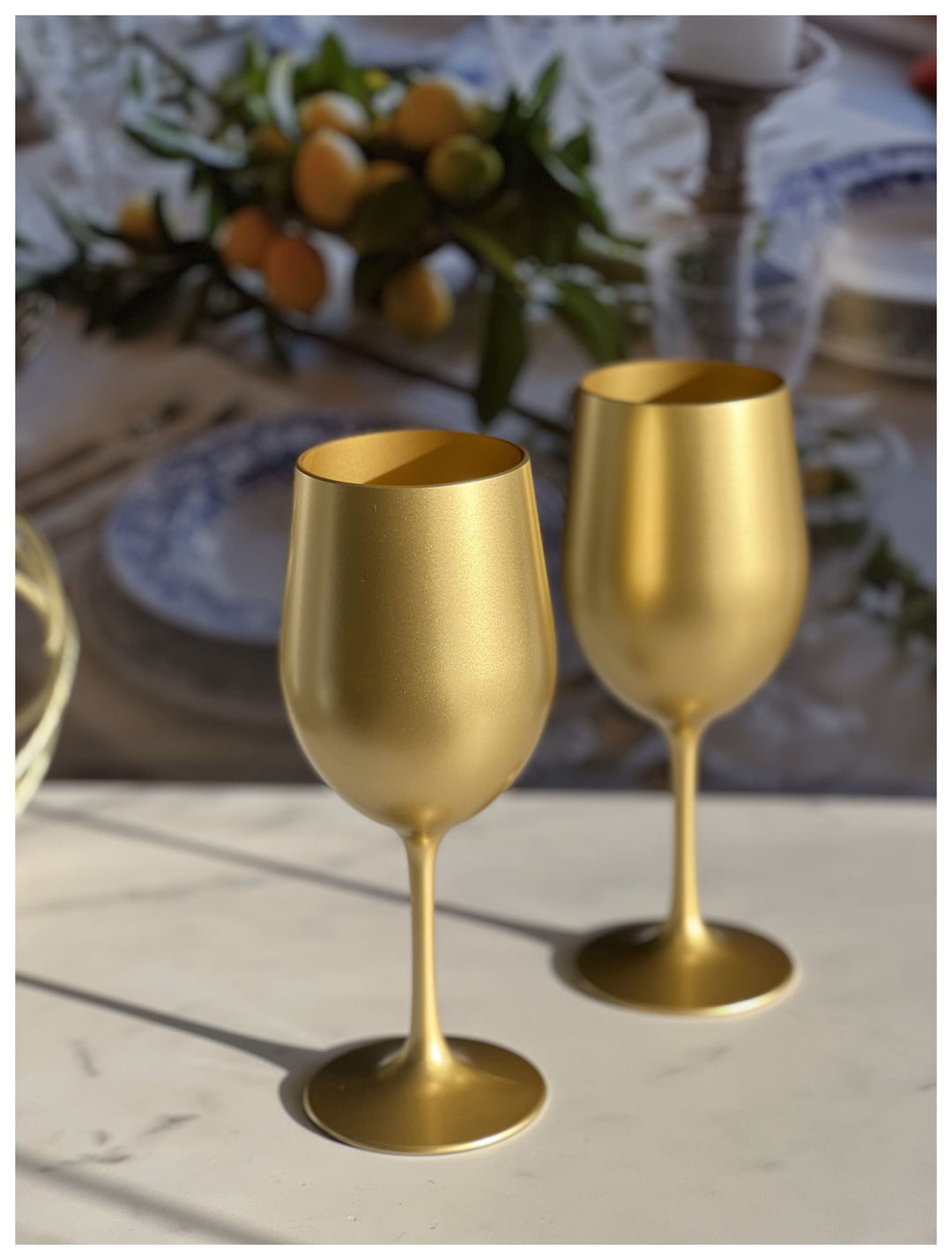 Set of Four Gold Acrylic Stemmed All Purpose Wine Glasses