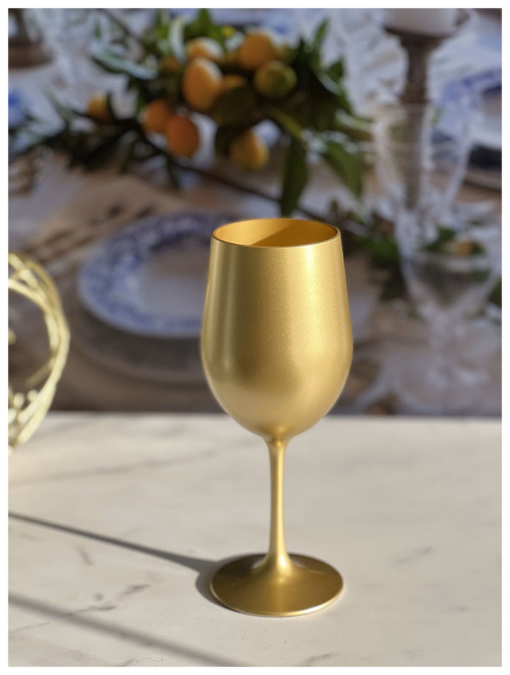 Set of Four Gold Acrylic Stemmed All Purpose Wine Glasses