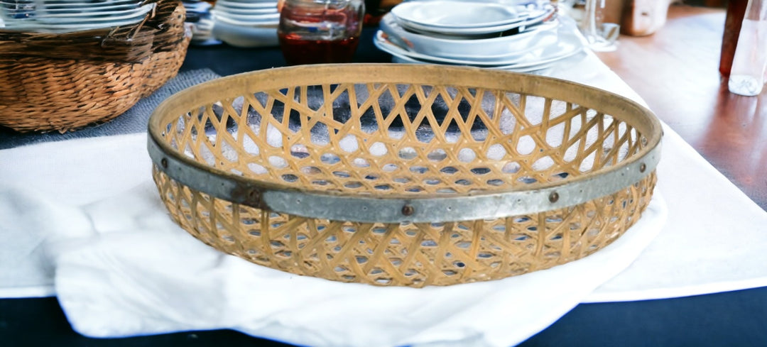 Set Of Three Brown Round Solid Wood Serving Tray