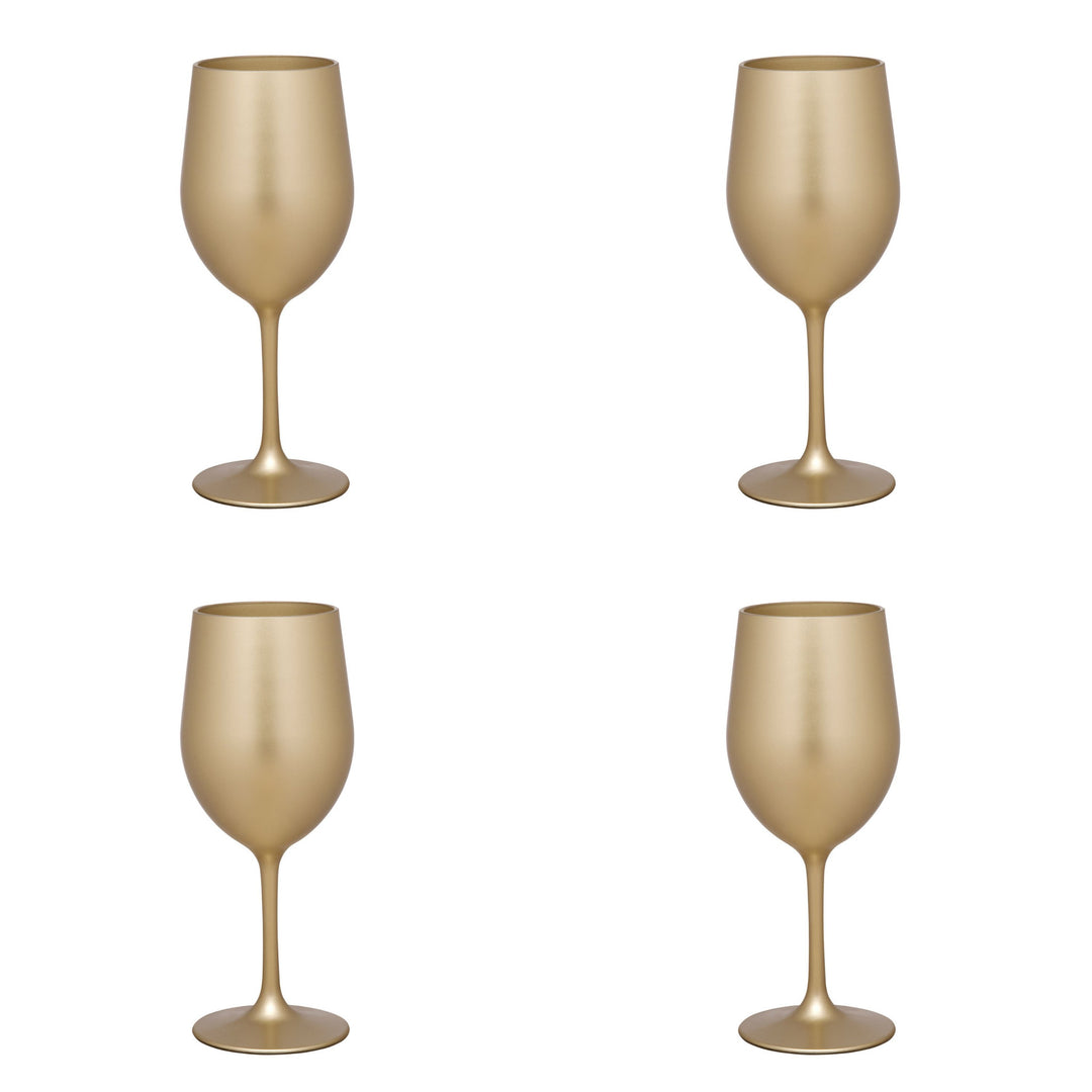 Set of Four Gold Acrylic Stemmed All Purpose Wine Glasses