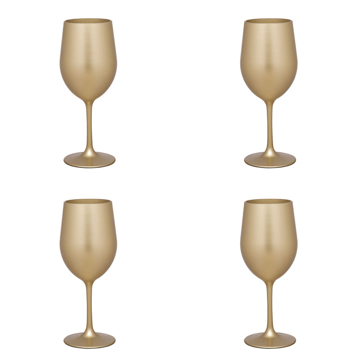 Set of Four Gold Acrylic Stemmed All Purpose Wine Glasses