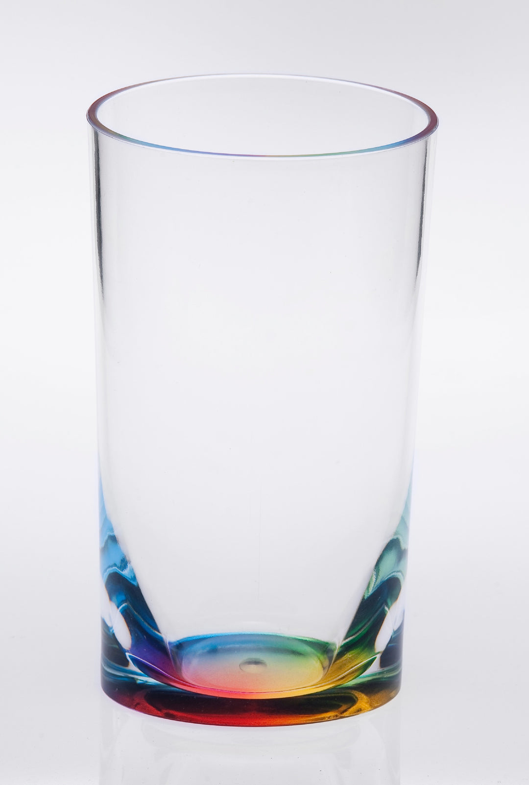 Set of Four Clear and Rainbow Acrylic Highball Glasses