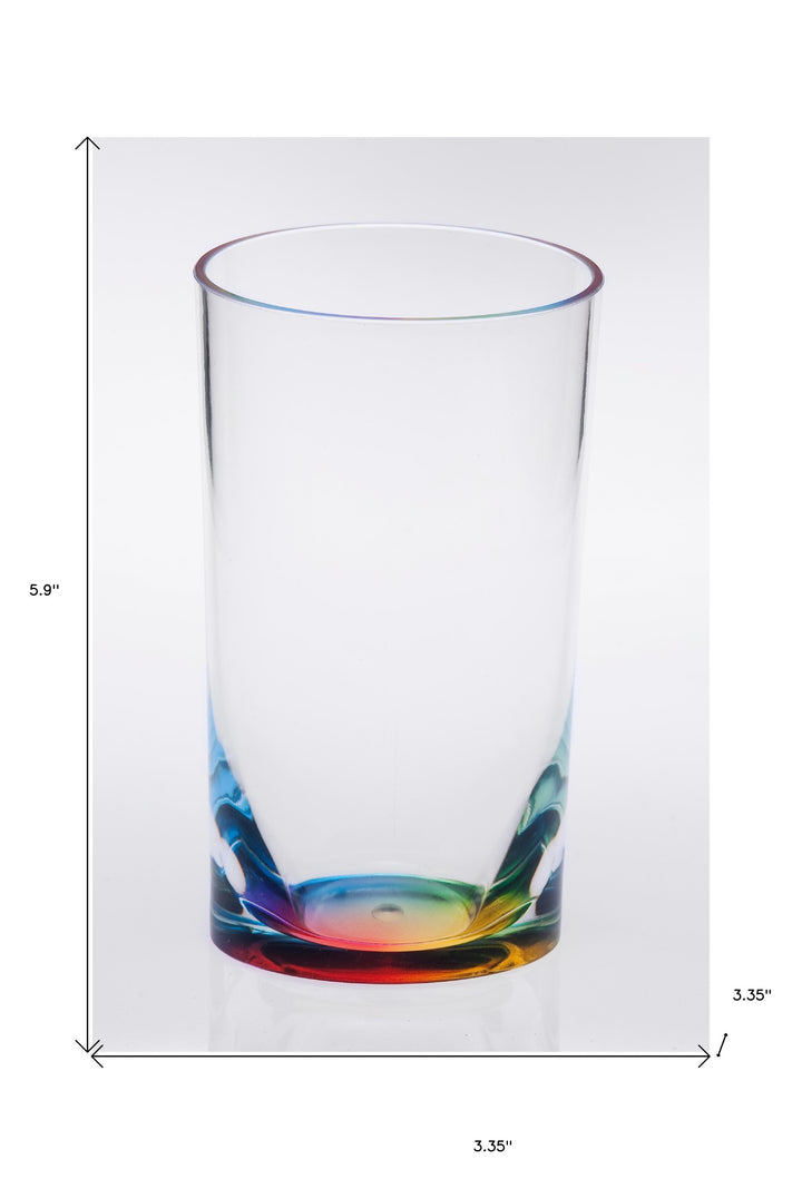 Set of Four Clear and Rainbow Acrylic Highball Glasses