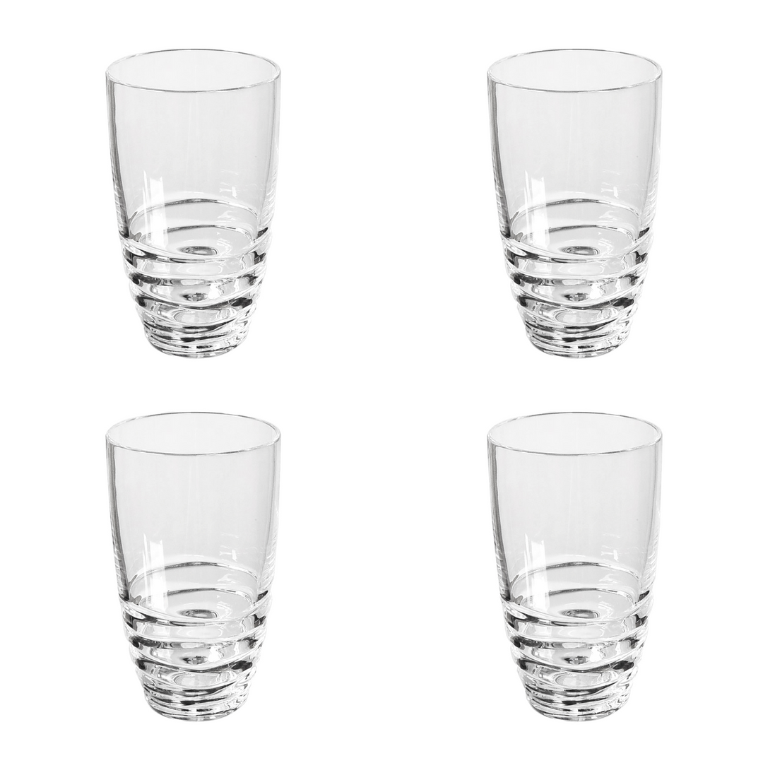 Set of Four Clear Swirl Acrylic Highball Glasses