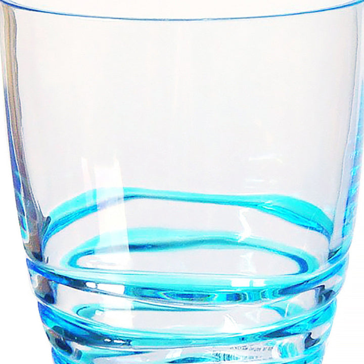 Set of Four Clear and Blue Acrylic Stemless Whiskey Glasses