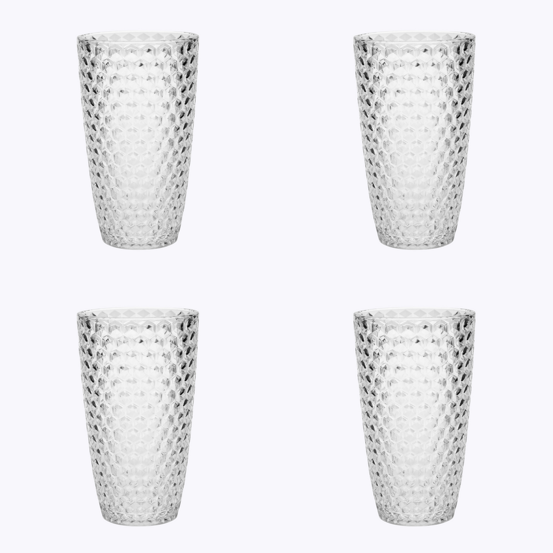 Set of Four Clear Acrylic Stemless Highball Glass