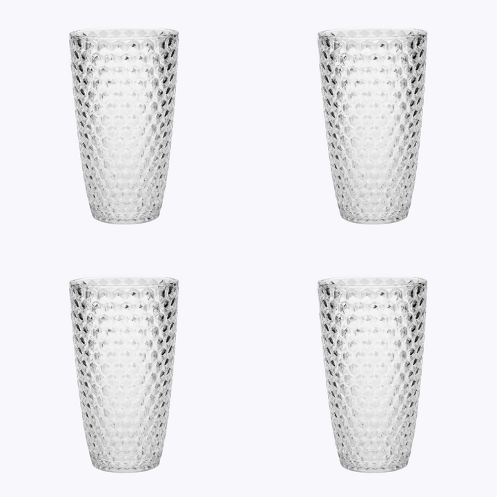 Set of Four Clear Acrylic Stemless Highball Glass