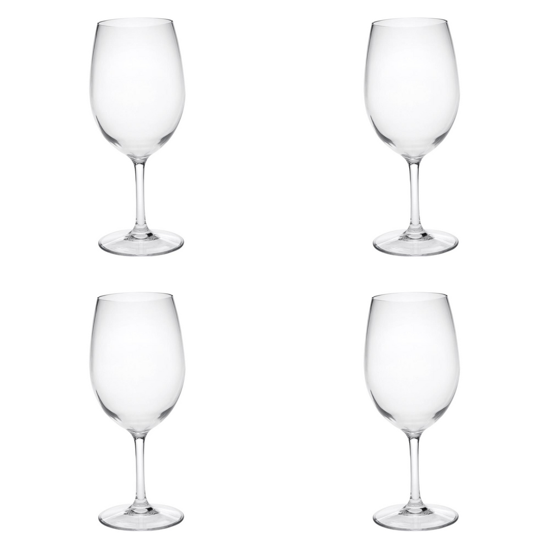 Set of Four Clear Tritan Plastic Stemmed All Purpose Wine Glass