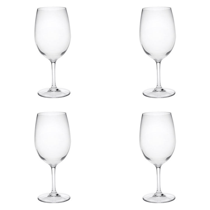 Set of Four Clear Tritan Plastic Stemmed All Purpose Wine Glass