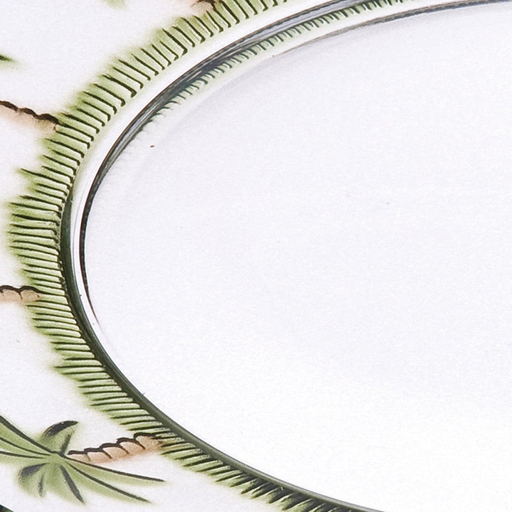 Clear and Green Four Piece Palm Tree Acrylic Service For Four Dinner Plate Set