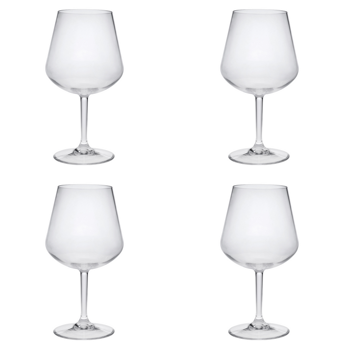 Set of Four Clear Tritan Plastic Stemmed All Purpose Wine Glasses