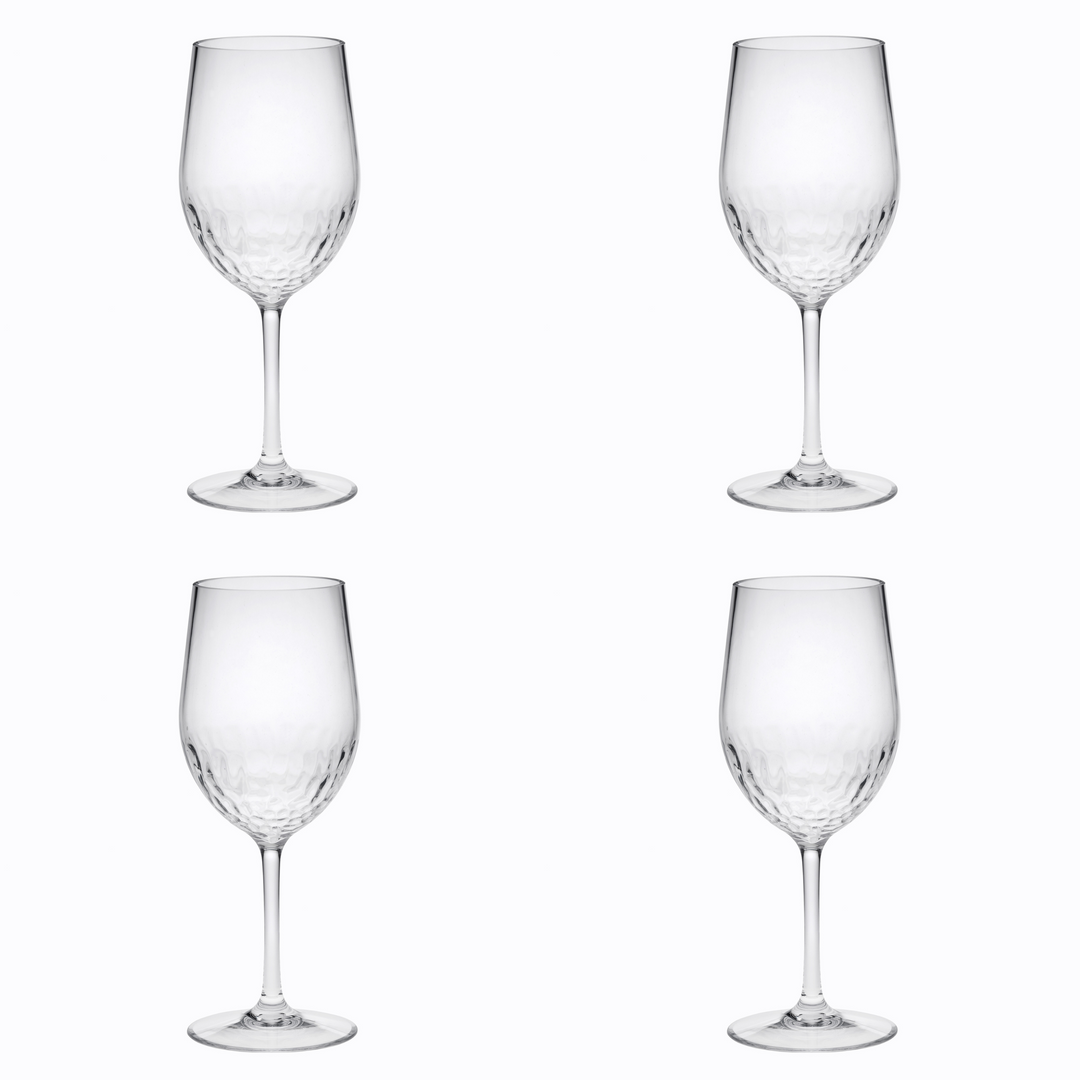 Set of Four Clear Tritan Plastic Stemmed All Purpose Wine Glass