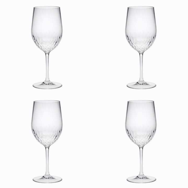 Set of Four Clear Tritan Plastic Stemmed All Purpose Wine Glass