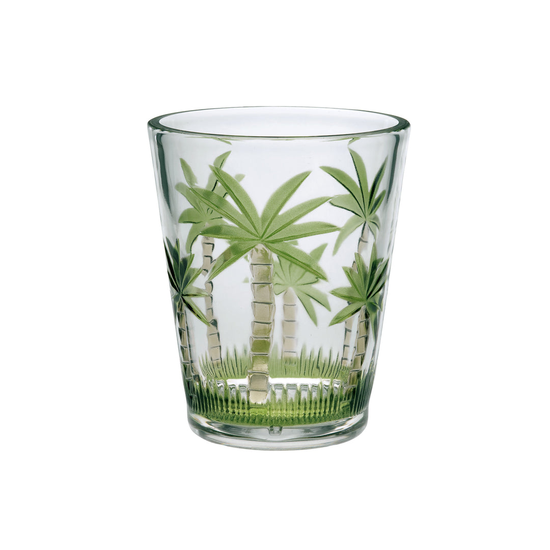 Set of Four Green Floral Acrylic Stemless Whiskey Glass