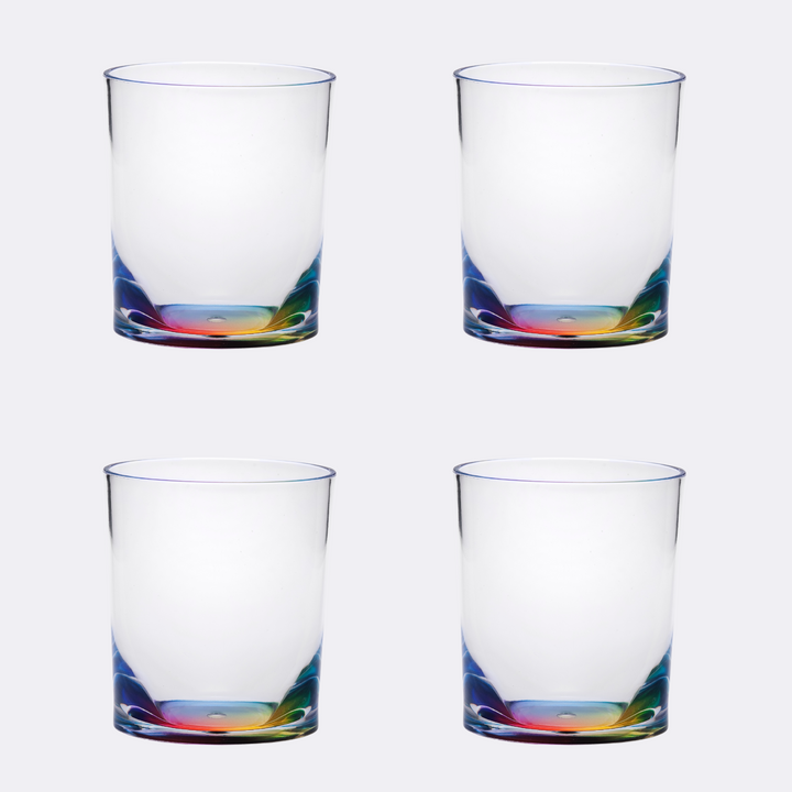 Set of Four Rainbow Geometric Acrylic Stemless Whiskey Glass