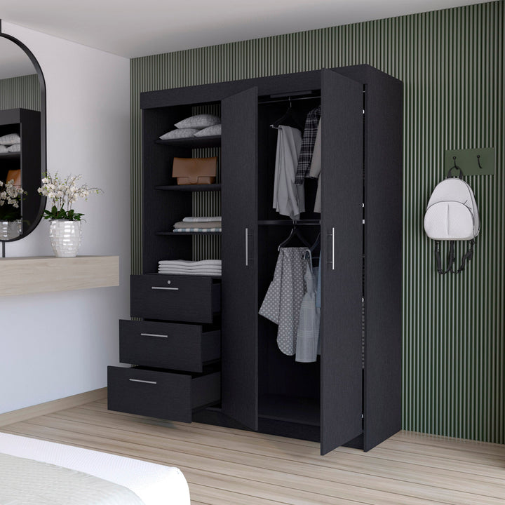 59" Black Accent Cabinet Soft Close With Three Shelves And One Drawer