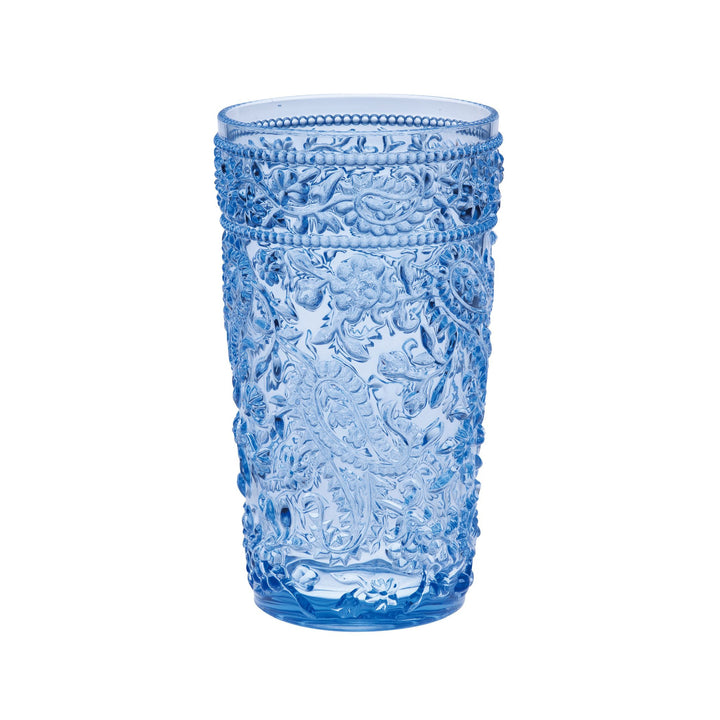 Set of Four Blue Paisley Acrylic Stemless Highball Glass