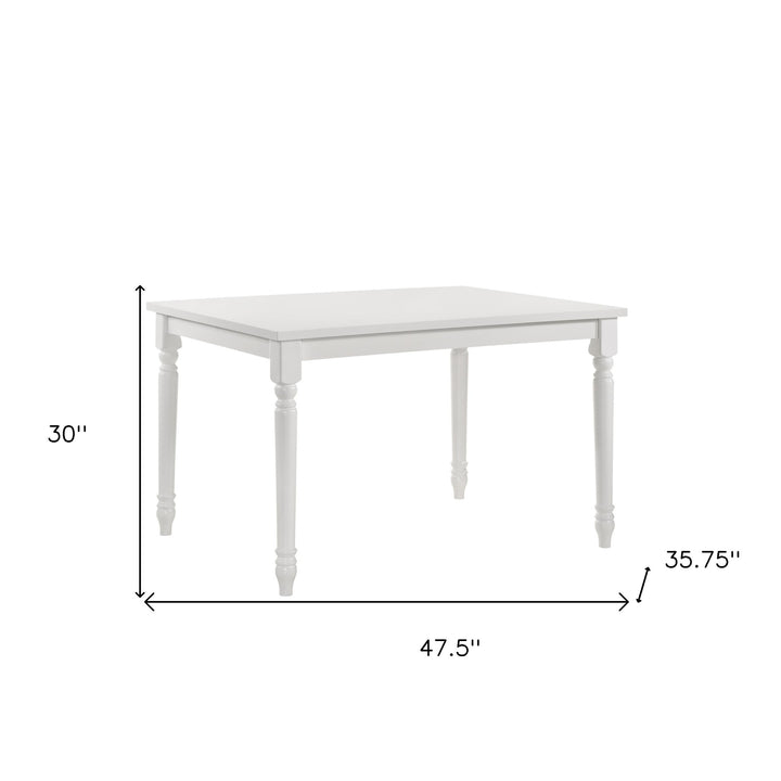 48" White Solid Wood Dining Table