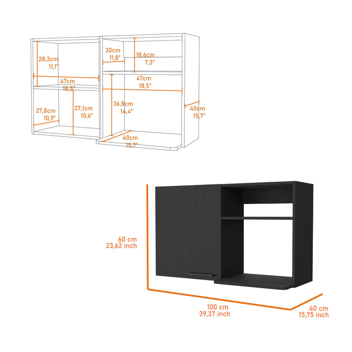 39" Black Accent Cabinet With Two Shelves