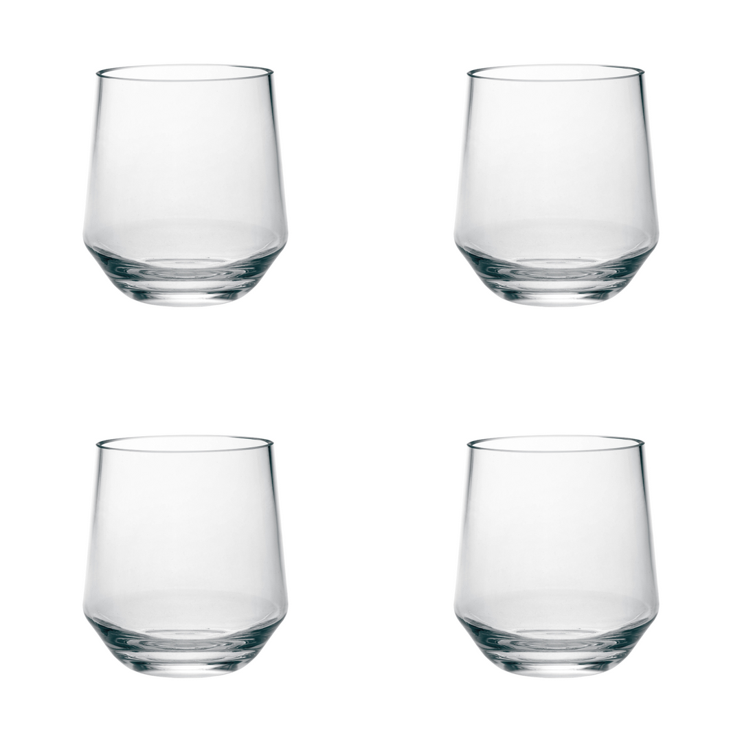 Set of Four Clear Tritan Plastic Stemmed All Purpose Wine Glass