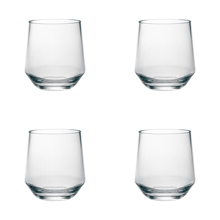 Set of Four Clear Tritan Plastic Stemmed All Purpose Wine Glass