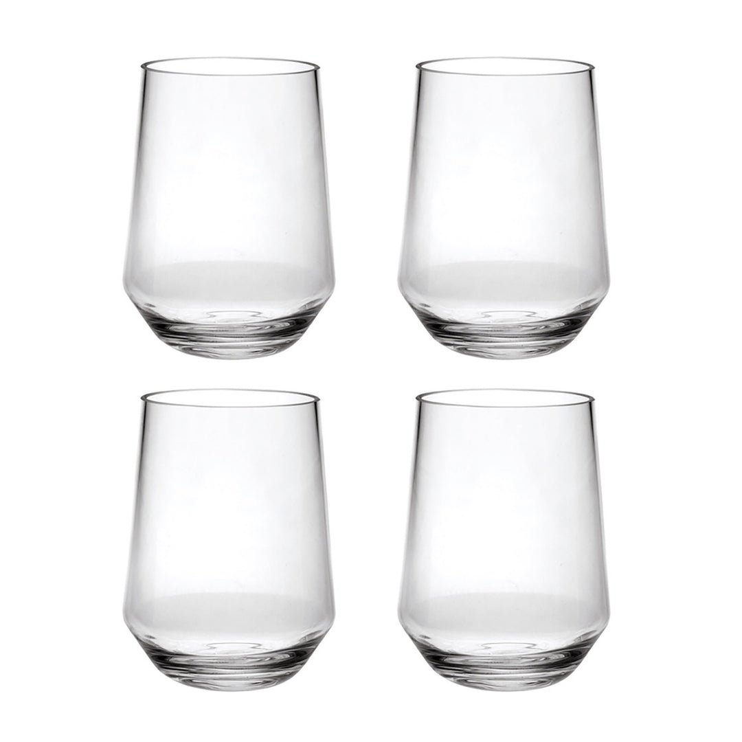 Set of Four Clear Tritan Plastic Stemless All Purpose Tumbler Wine Glasses