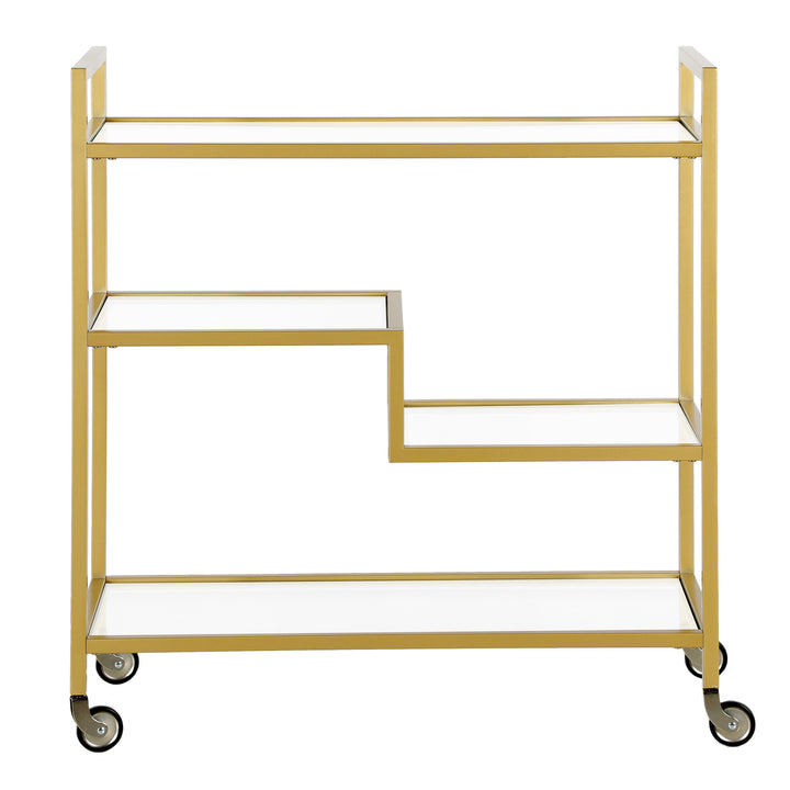 Brass Steel And Glass Rolling Bar Cart