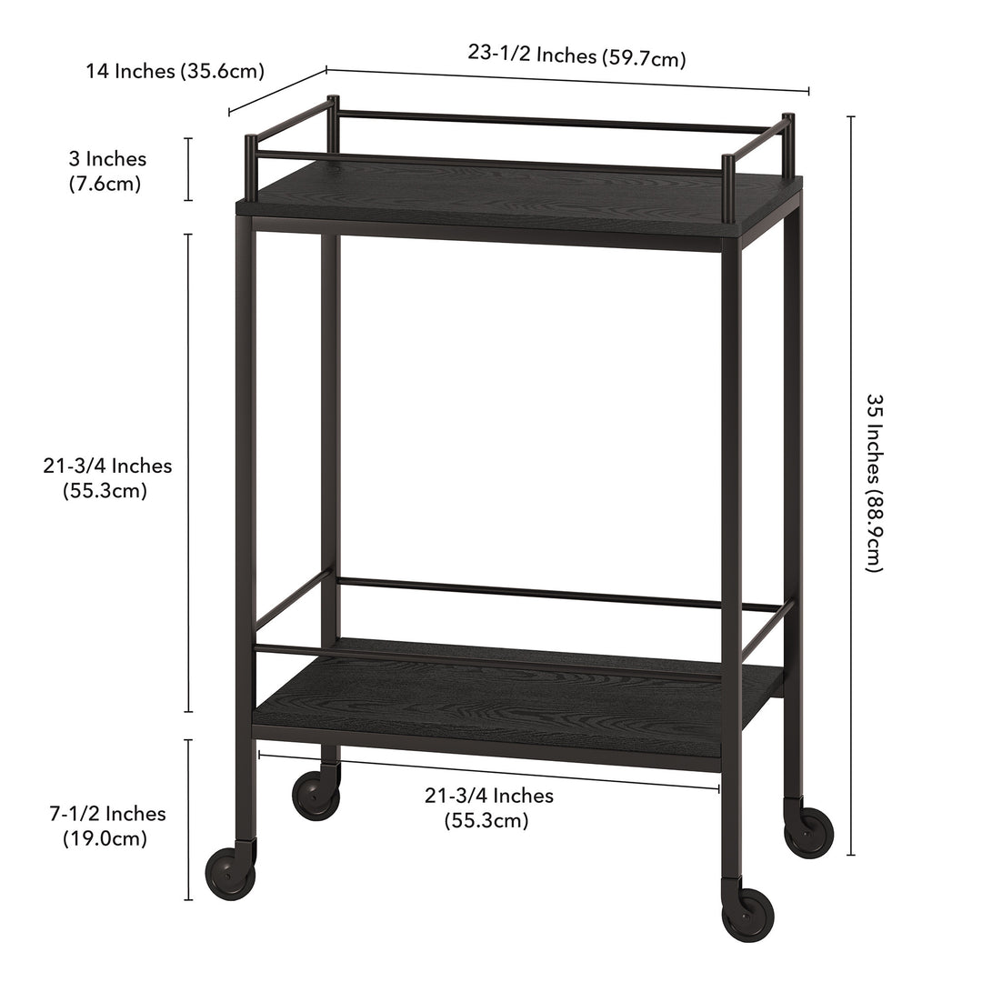 Black Steel Rolling Bar Cart