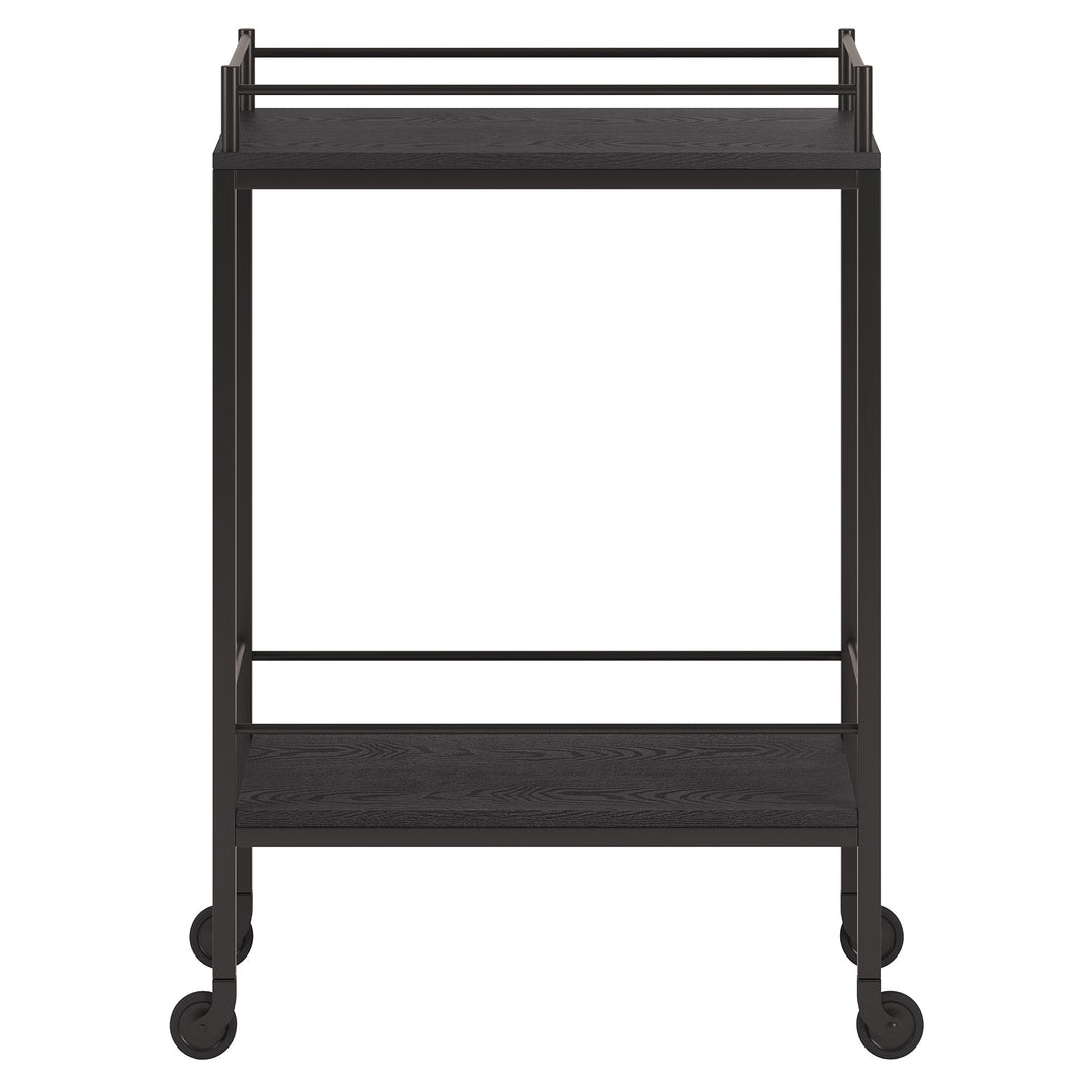 Black Steel Rolling Bar Cart