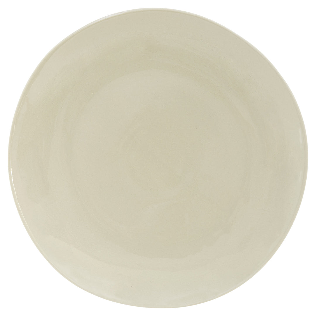 White and Natural Sixteen Piece Round Ceramic Service For Four Dinnerware Set