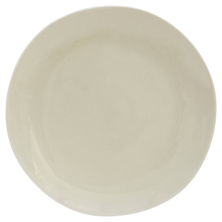 White and Natural Sixteen Piece Round Ceramic Service For Four Dinnerware Set