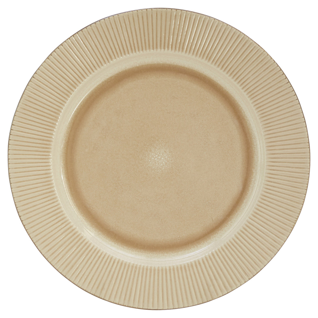 Sand Sixteen Piece Round Striped Ceramic Service For Four Dinnerware Set