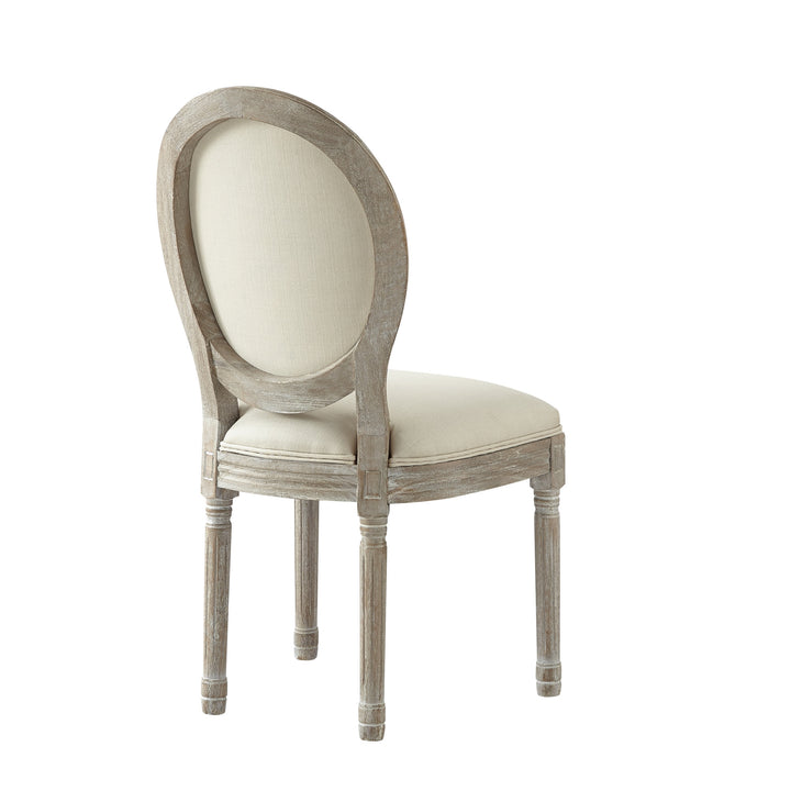 Tufted Cream and Brown Upholstered Linen Dining Side Chair