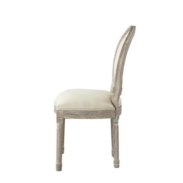 Tufted Cream and Brown Upholstered Linen Dining Side Chair