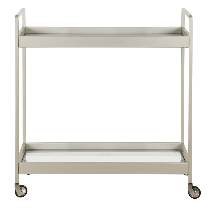 Nickel Steel And Glass Rolling Bar Cart