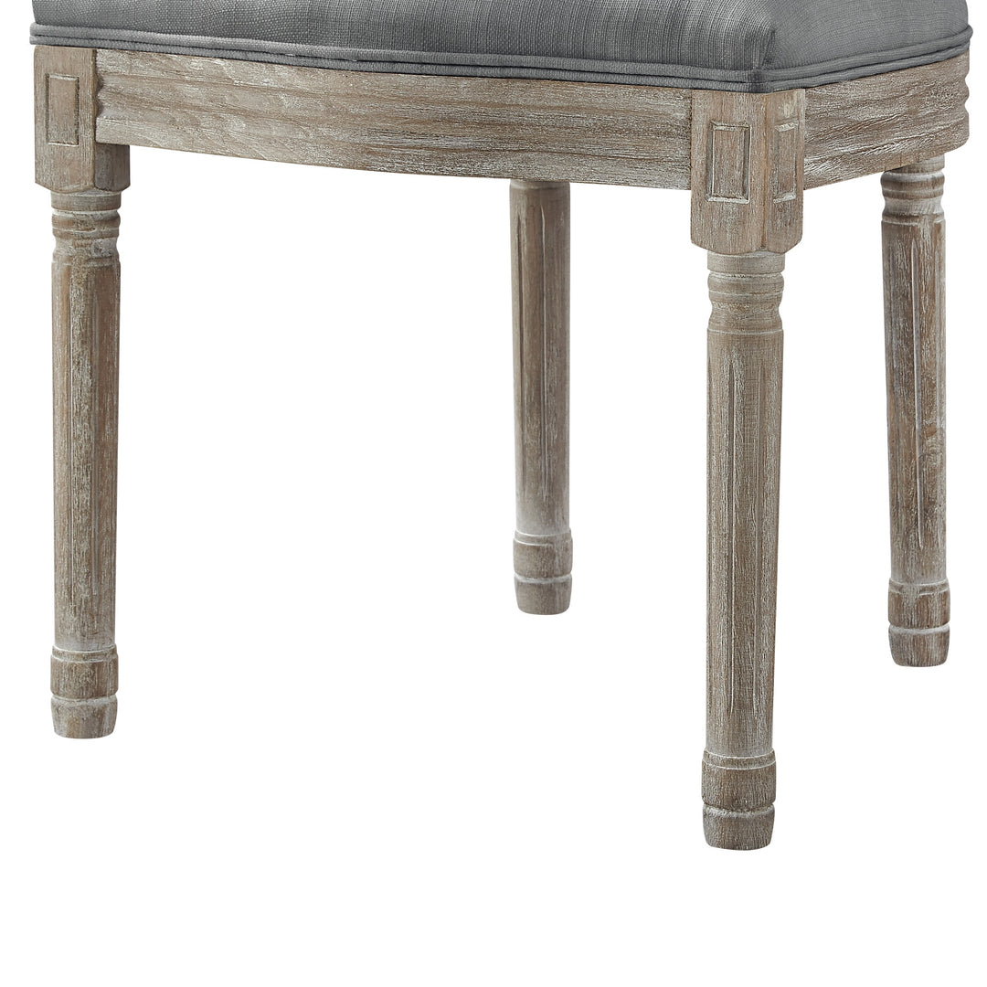 Tufted Gray and Brown Upholstered Linen Dining Side Chair